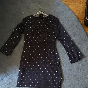 Banana Republic Navy Polka Dot Long Sleeve Dress